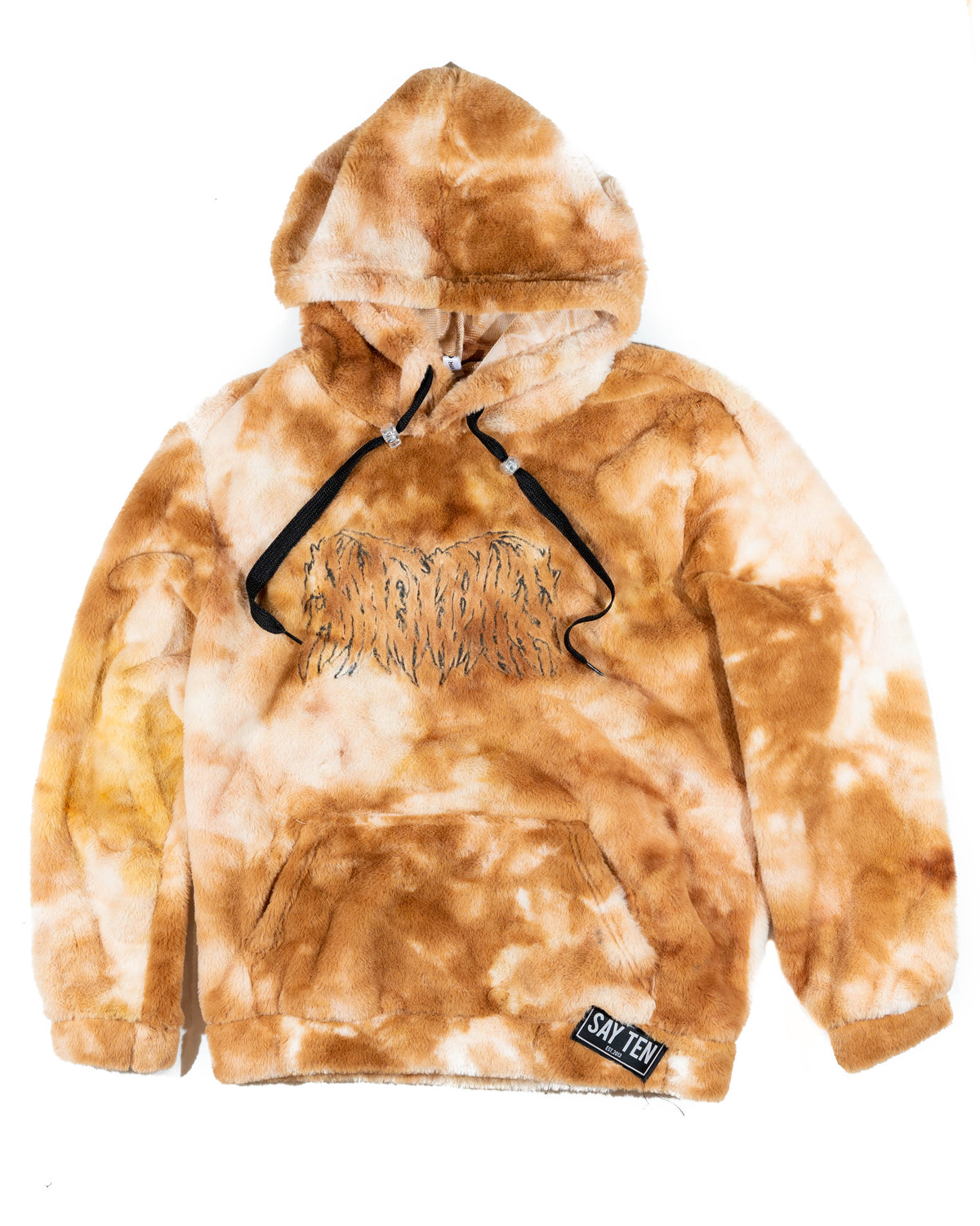 One off teddy bear puffy hoodie. Embroidered logo.